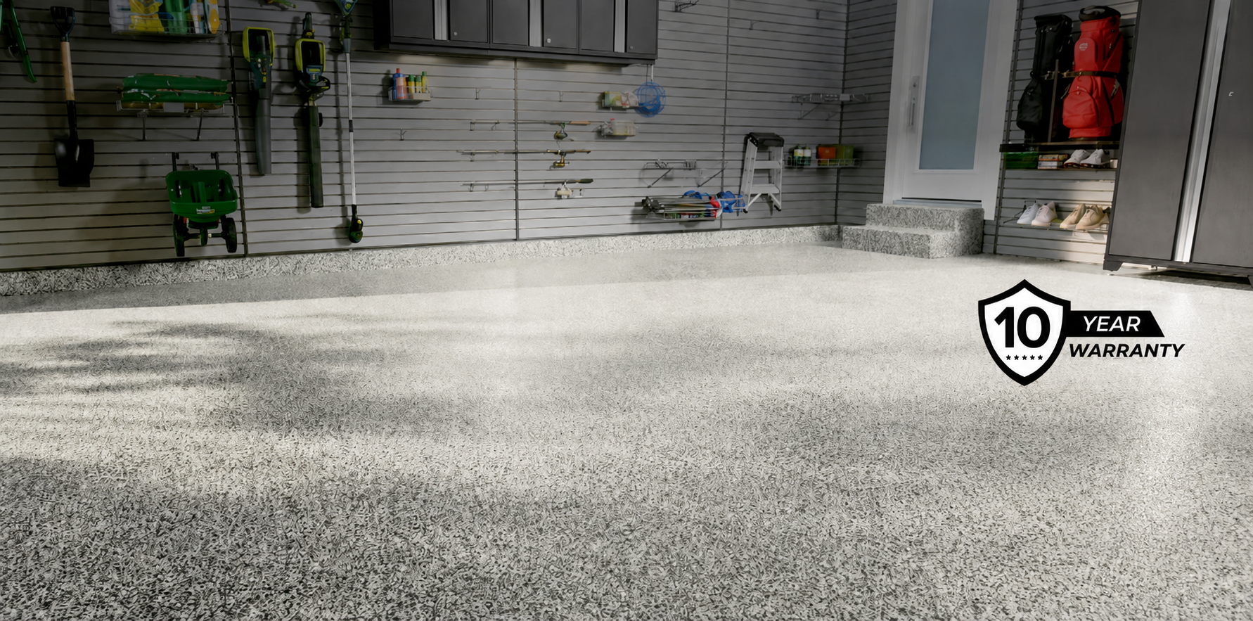 Polyaspartic coated garage floor finish in an Ottawa garage