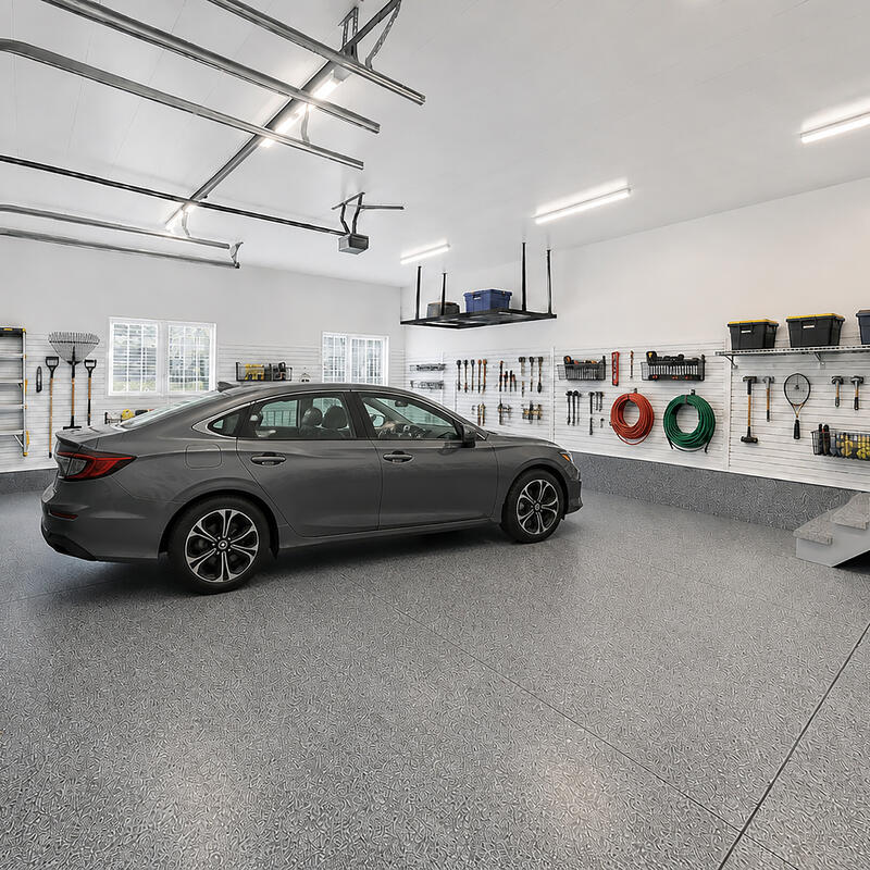 Trusscore Wall and Ceiling Board panel installed in a garage